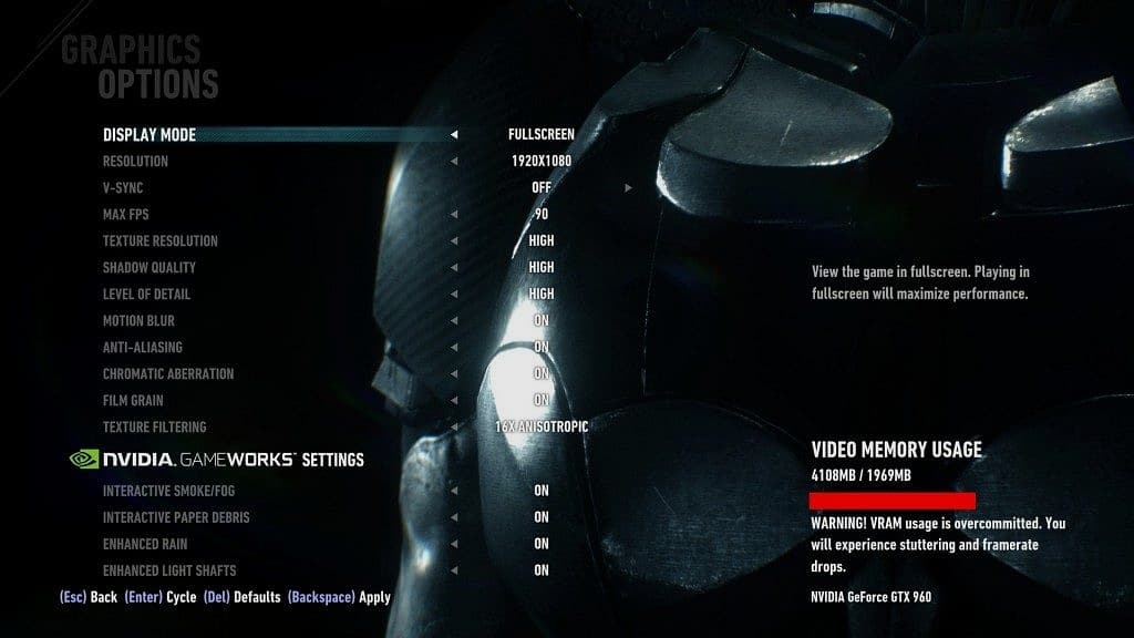 Batman Arkham Knight PC Settings