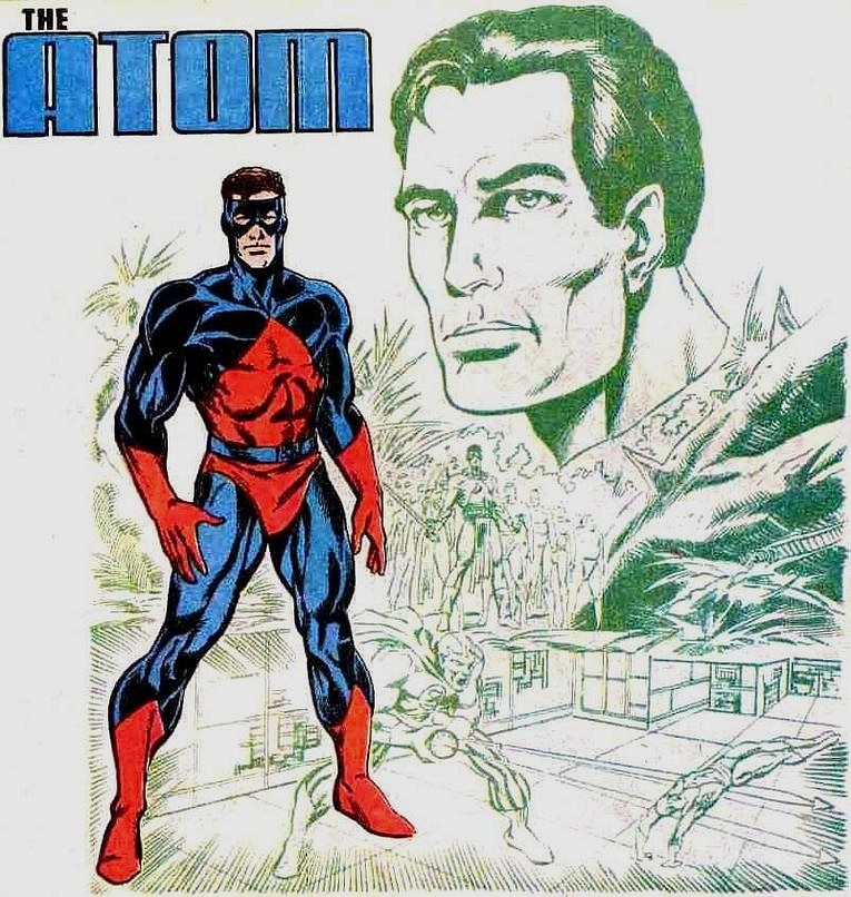 Power of the Atom serisinde kırmızı ve mavi tonlarında bir kostümle saçı açık şekilde daha genç görünümlü bir halde görmekteyiz